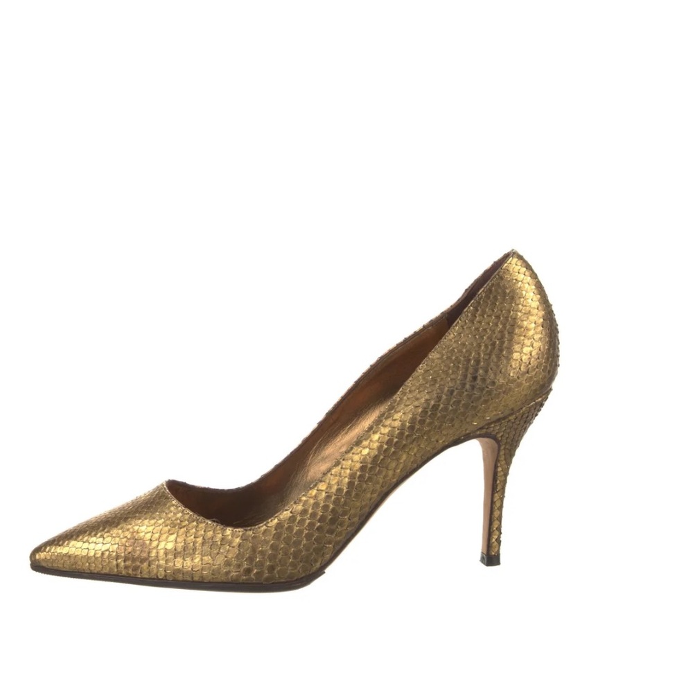Manolo Blahnik Gold Snakeprint Pumps Size 6.5